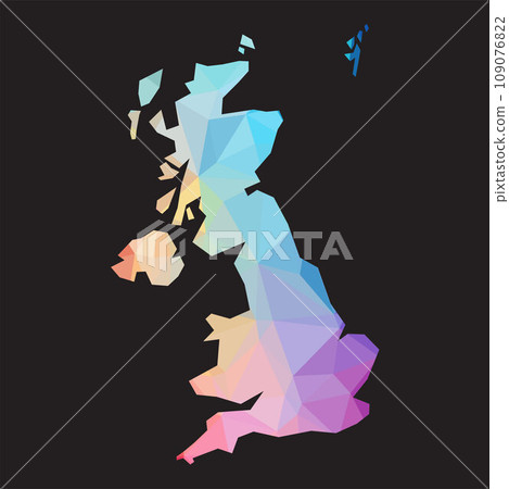 Colorful abstract vector low polygonal of United Kingdom map. Colorful abstract vector low polygonal of United Kingdom map. 109076822