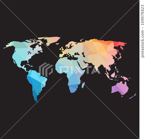 Colorful abstract vector low polygonal of world map. 109076823