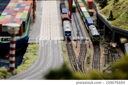 Miniature retro railway station Miniature retro railway station 109076884