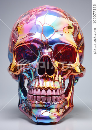 hologram metal skull figurine hologram metal skull figurine 109077326