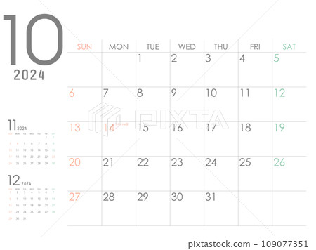 Calendar for October 2024 109077351