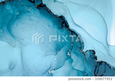 Color Ocean Water. on Paper. Alcohol Inks Trendy Color Ocean Water. on Paper. Alcohol Inks Trendy 109077952