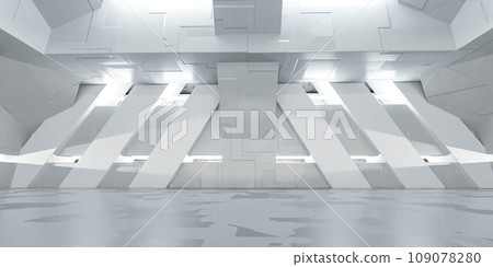 An empty room with minimalist white walls 3d render illustration 109078280