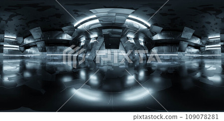 360 degree full panorama environment map of of a spacious room filled with vibrant lights and a modern design 3d render illustration 109078281