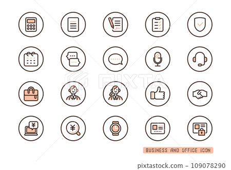 業務圖標集合約、報價、諮詢粉紅色圓圈圖標 業務圖標集合約、報價、諮詢粉紅色圓圈圖標 109078290