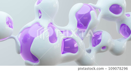 A still life composition of white and purple objects on a clean white surface 3d render illustration 109078296