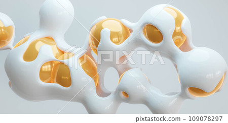 A detailed 3D render of a white and yellow object 3d render illustration 109078297