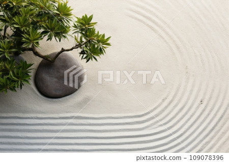 Top view of A tranquil Japanese Zen garden... - Stock Illustration  [109078396] - PIXTA