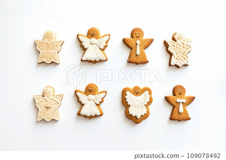 Collection of Gingerbread cookies on white background. 109078492