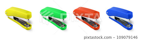 Set of colored stapler isolated on white background 109079146