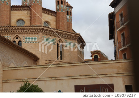 Exterior facade and dome of the church of San Pedro in the Mudejar style Exterior facade and dome of the church of San Pedro in the Mudejar style 109079237