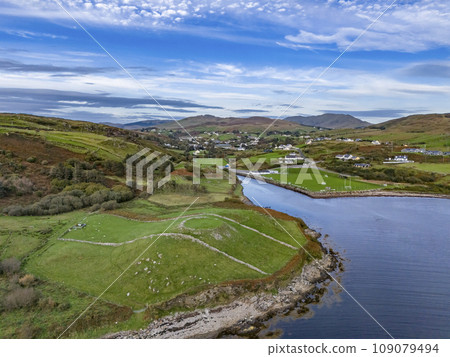 Aerial view of historic Ringfort by Kilcar in County Donegal - Ireland 109079494