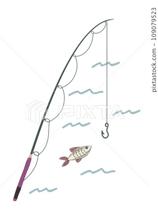 Fishing rod. Vector isolated illustration. Fishing rod. Vector isolated illustration. 109079523