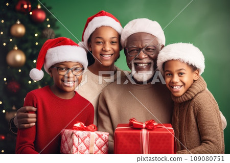 African children and grandparents celebrating Christmas African children and grandparents celebrating Christmas 109080751