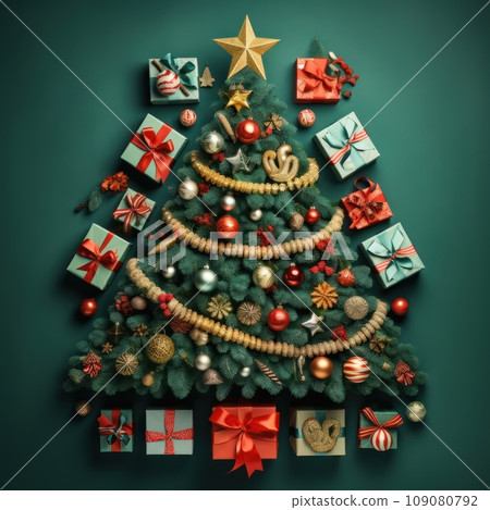 Festive decor in shape of Christmas tree 109080792