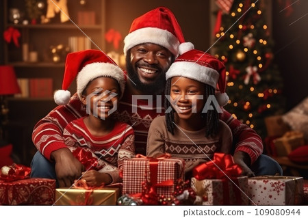 African family celebrating Christmas African family celebrating Christmas 109080944