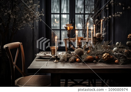 Christmas or New Year restaurant interior 109080974