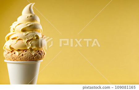 Ice cream delight: Waffle cone with creamy goodness Ice cream delight: Waffle cone with creamy goodness 109081165
