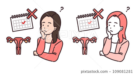 Illustration of a woman suspected of being pregnant Illustration of a woman suspected of being pregnant 109081281