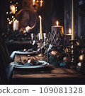 Christmas table setting with winter decoration 109081328