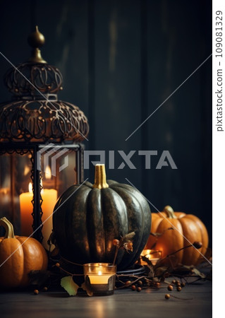 Thanksgiving table setting with pumpkin Thanksgiving table setting with pumpkin 109081329