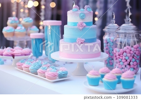 Gender party candy bar in blue and pink color 109081333