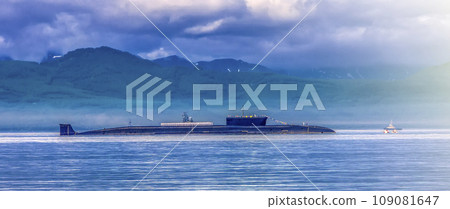 Atomic submarine On the parade in Kamchatka 109081647