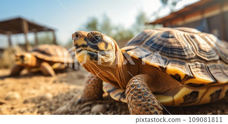 Little rare mediterranean turtles that are bred on farm. Generative AI 109081811