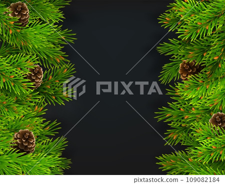 Christmas decor fir branches vertical banner vector Christmas decor fir branches vertical banner vector 109082184