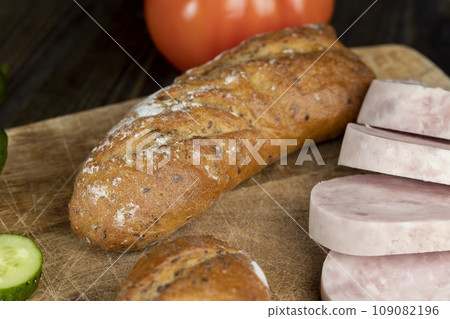 soft fresh bread with the addition of various grains and cereals 109082196