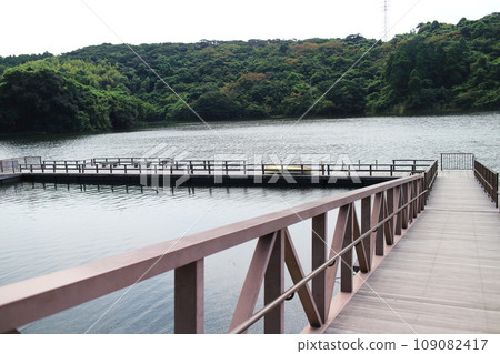 A pier with a panoramic view of Lake Satsuma A pier with a panoramic view of Lake Satsuma 109082417