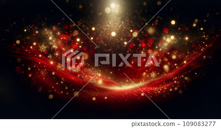 Web Banner coupon copy space for Christmas greeting w shimmering golden sparkling elements bling on red and background.Cosmos and galaxy Generative Ai Web Banner coupon copy space for Christmas greeting w shimmering golden sparkling elements bling on red and background.Cosmos and galaxy Generative Ai 109083277