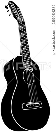 原聲吉他剪影素材 109084282