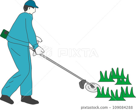 割灌機/割草機除草插畫素材 109084288