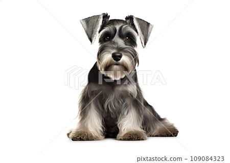 Image of miniature schnauzer dog on white background. Pet. Animals. Image of miniature schnauzer dog on white background. Pet. Animals. 109084323