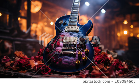 Close up of electric guitar on a stage during rock concert 109084605