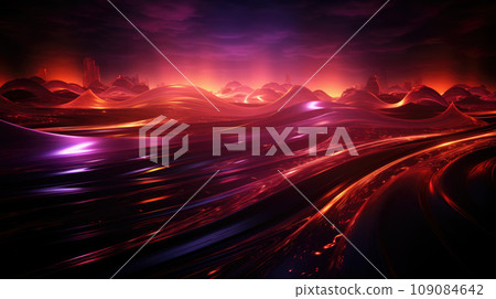 Abstract thin red lines on a black background 109084642