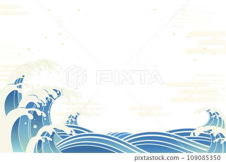 洶湧的大海浪花的日式背景圖_水平2 洶湧的大海浪花的日式背景圖_水平2 109085350