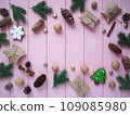 Christmas and New Year decorations on a wooden background 109085980
