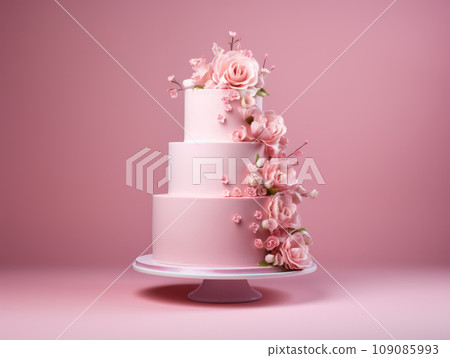 Beautiful multi-tiered cake decorated with flowers. Beautiful multi-tiered cake decorated with flowers. 109085993