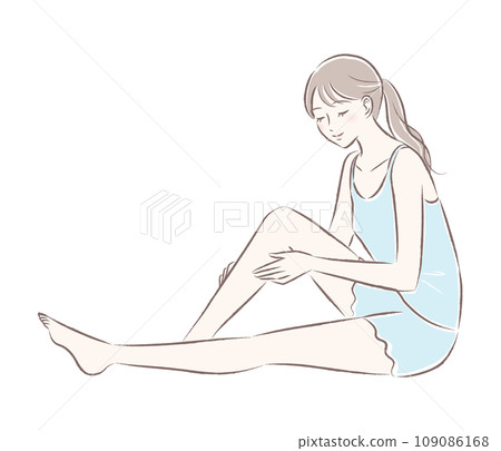一位擁有美麗雙腿、美麗和飲食的年輕女子的插圖 一位擁有美麗雙腿、美麗和飲食的年輕女子的插圖 109086168