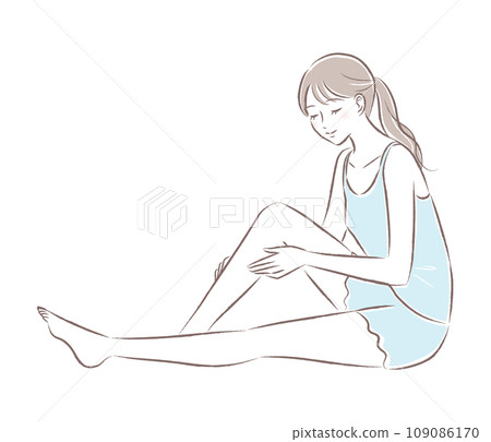 Illustration of a young woman with beautiful legs, beauty and diet Illustration of a young woman with beautiful legs, beauty and diet 109086170