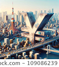 Fading Yen Symbols in Vibrant Tokyo Cityscape 109086239