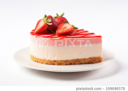 Strawberry cheesecake isolated on white background 109086578