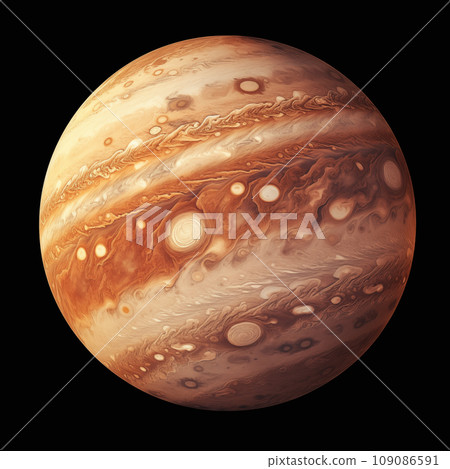 colorful gas giant planet depicting to Jupiter isolated on black background 109086591