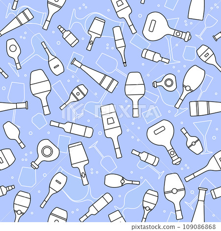 Vector Pattern Bar Party Alcohol Drink Wine Bottle Vector Pattern Bar Party Alcohol Drink Wine Bottle 109086868