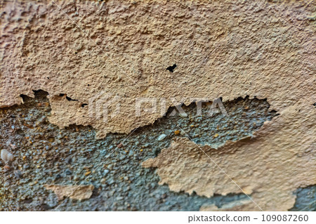 Blurry peeling paint from wall plaster. Art template of concept about breakdown of attitude, trust, exposure of lies, disclosure of truth that has been disguised for long time under false appearance Blurry peeling paint from wall plaster. Art template of concept about breakdown of attitude, trust, exposure of lies, disclosure of truth that has been disguised for long time under false appearance 109087260