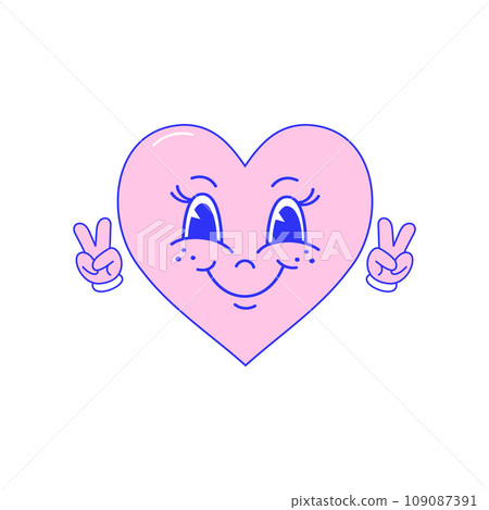 Cartoon heart in hand drawn style 109087391