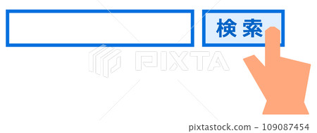 Illustration of searching the internet by clicking the search icon next to the search bar with your finger Illustration of searching the internet by clicking the search icon next to the search bar with your finger 109087454