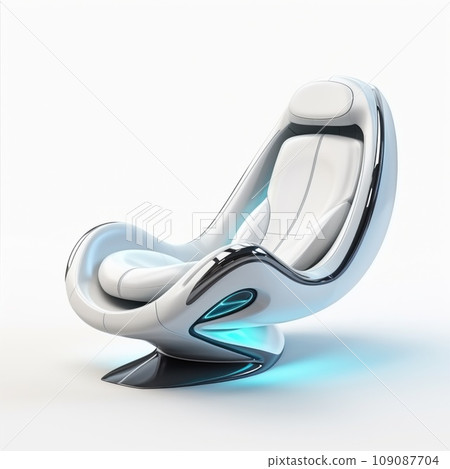 Futuristic soft chair isolated on white background. Ultra modern furniture design. 109087704